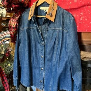 YOAKUM by DOUBLE D RANCH Long SleevedCH 1x Denim embellished shirt/jacket